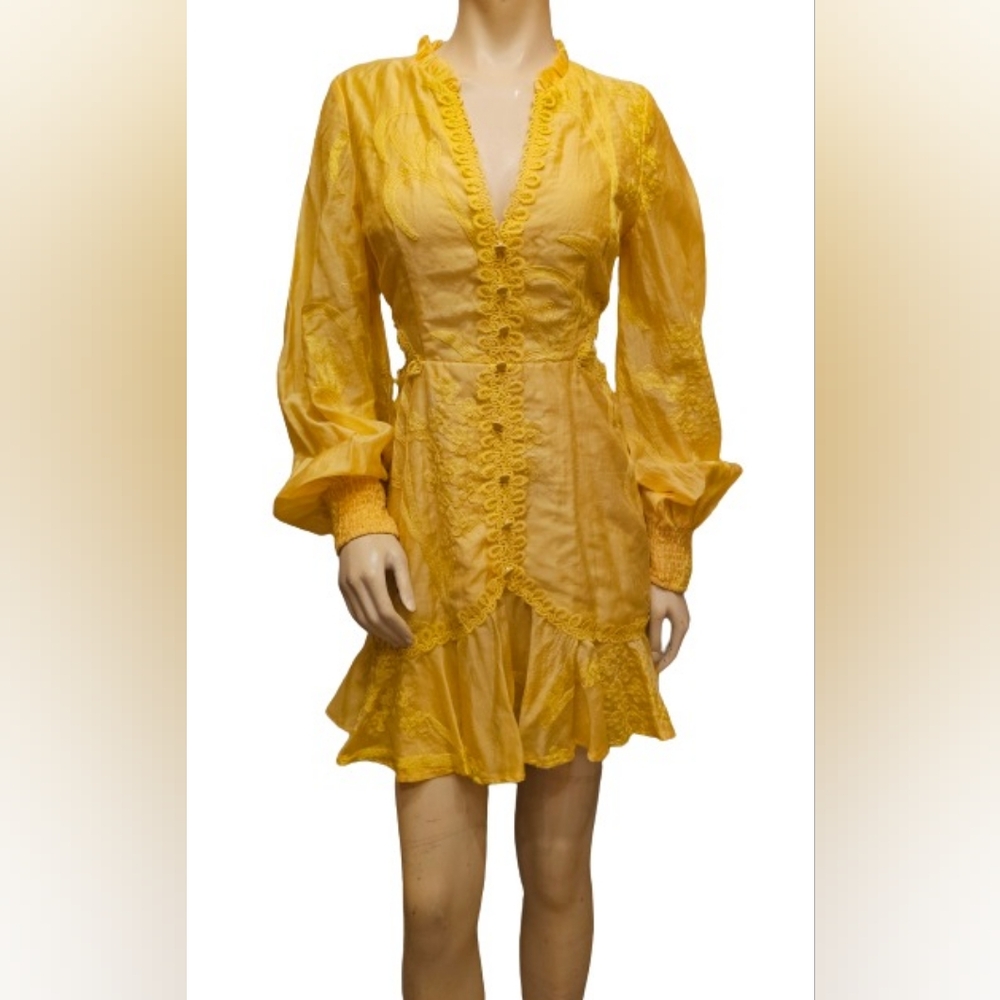 L'ATISTE Short Button Dress Color Yellow Size Medium - Picture 2 of 12